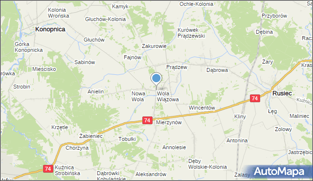 mapa Wola Wiązowa, Wola Wiązowa na mapie Targeo